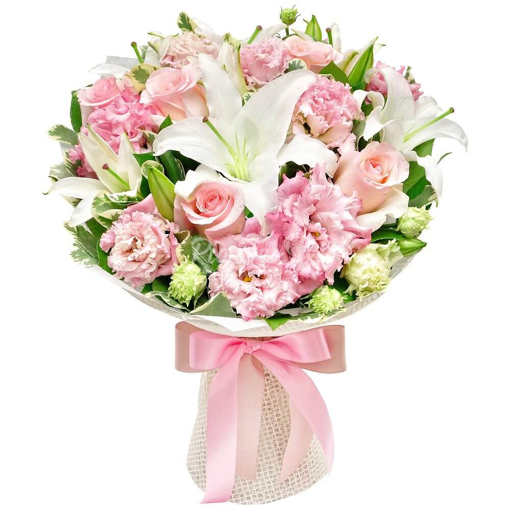 Букет із лілій та еустоми