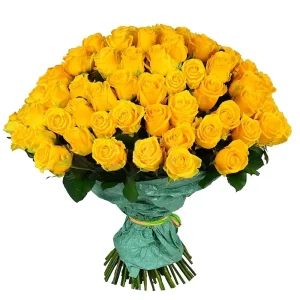 Букет із 101 жовтої троянди «101 промінь»