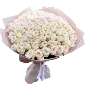 Розкішний букет із 101 білої півонієподібної троянди White O’Hara