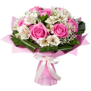 156-860×860 Букет із альстромерії та рожевої троянди