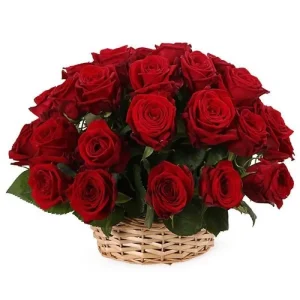 Кошик  із 25 червоних троянд