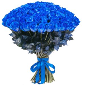 Шикарний букет із 101 синьої троянди