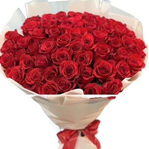 Букет з 51 червоної імпортної троянди "Серце пристрасті"