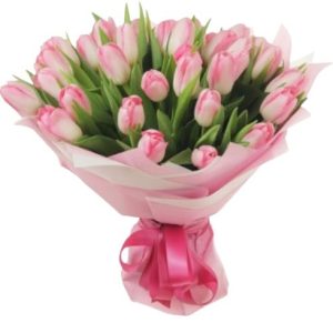 Букет із 35 рожевих тюльпана