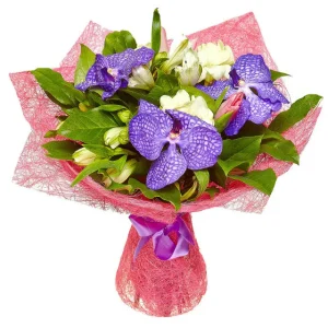 Букет з альстромерії та орхідеї "Саванна"