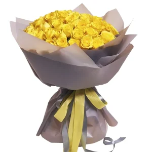 Букет із 51 жовтої троянди "Вогонь почуттів"