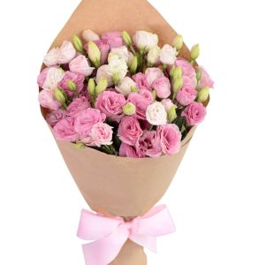 5d38e6a191d73 Букет із 9 гілок білої та рожевої еустоми