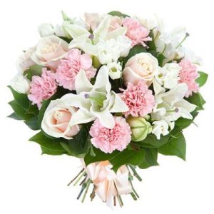 6549507670_buket-z-lilij Збірний букет із лілій, троянд і гвоздик