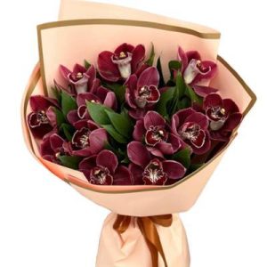 6549508281_buket-z-15 Букет із 15 коричневих орхідей