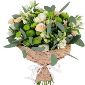 6549509178_buket-z-eustom Букет із еустом та хризантем "Ніжний дует"