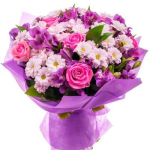 6549514030_yaskravij-buket-z Кольорова симфонія: троянди, альстромерії та хризантеми