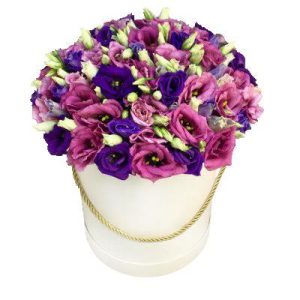 Коробка із рожевою та фіолетовою еустомою