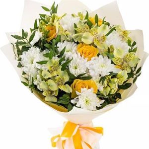 6549517673_buket-z-alstromerij Букет із альстромерій та троянд “Поцілунок літа”