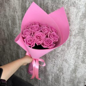 Букет із 9 рожевих троянд