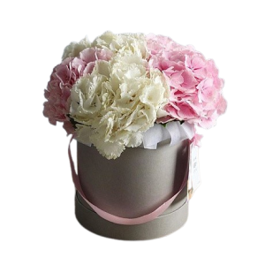 Квіткова коробка із 3 гортензіями
