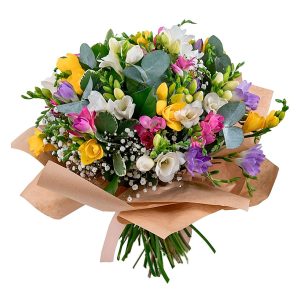 Букет із різнокольорової фрезії