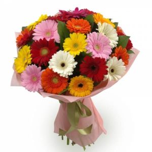 6592813990_buket-iz-21 Букет із 21 різнокольорової гербери