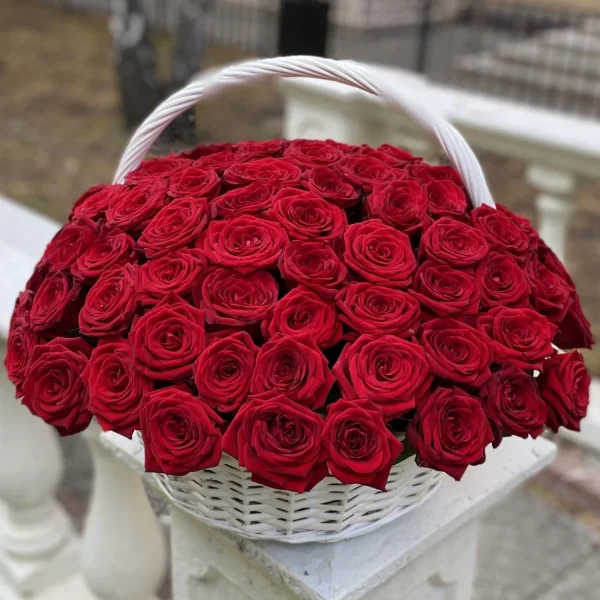 Кошик із 101 червоної троянди