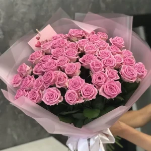 6640755420_dostavka-tsvetov-po Букет із 45 рожевих троянд