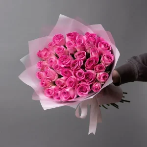 6640762358_dostavka-tsvetov-35 Букет із 35 рожевих троянд