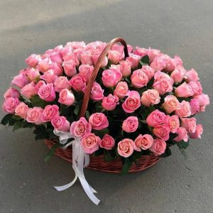 6660382957_svezhie-i-kachestvennye Розкішна 101 троянда рожевого кольору в кошику