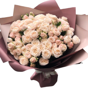 Букет із 25 рожевих півонієподібних троянд