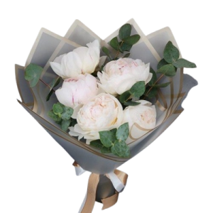 Букет із 5 білих півоній