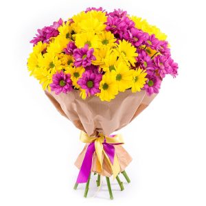 buket-25 Букет із 9 гілок різнокольорової хризантеми "Яскрві відтінки"