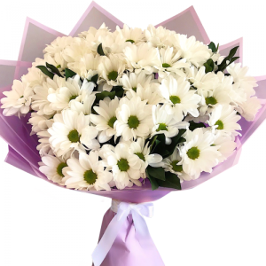 buket-belyih-hrizantem-zhanna-700×700-1 Букет із 7 білої ромашкової хризантеми «Світанок»
