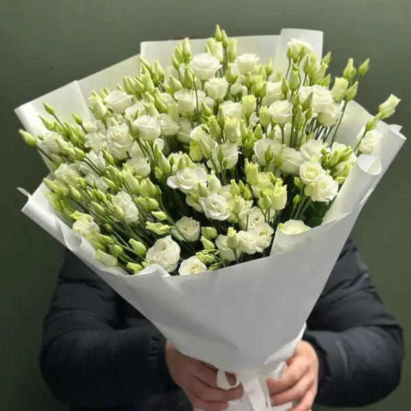 Букет із 21 білої еустоми