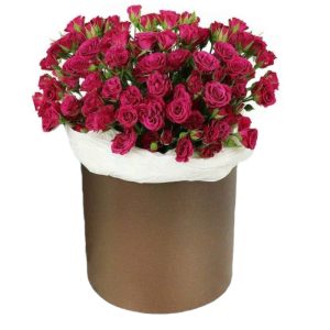 11 гілок рожевої кущової троянди в коробці