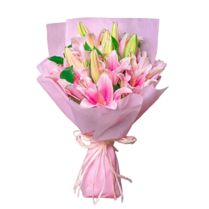 passionate-oriental-pink-lilies-for-mothers-day_1-removebg-preview Букет із 5 рожевих лілій "Розалінда"