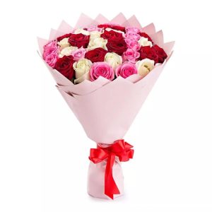 photo_2025-11-25 11.13.09 Букет із 35 різнокольорових троянд "Калейдоскоп"