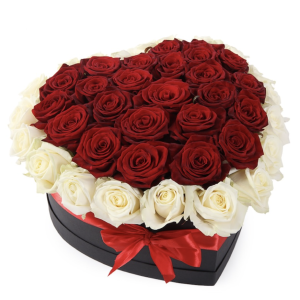Композиція із 51 троянди "Серце пристрасті"