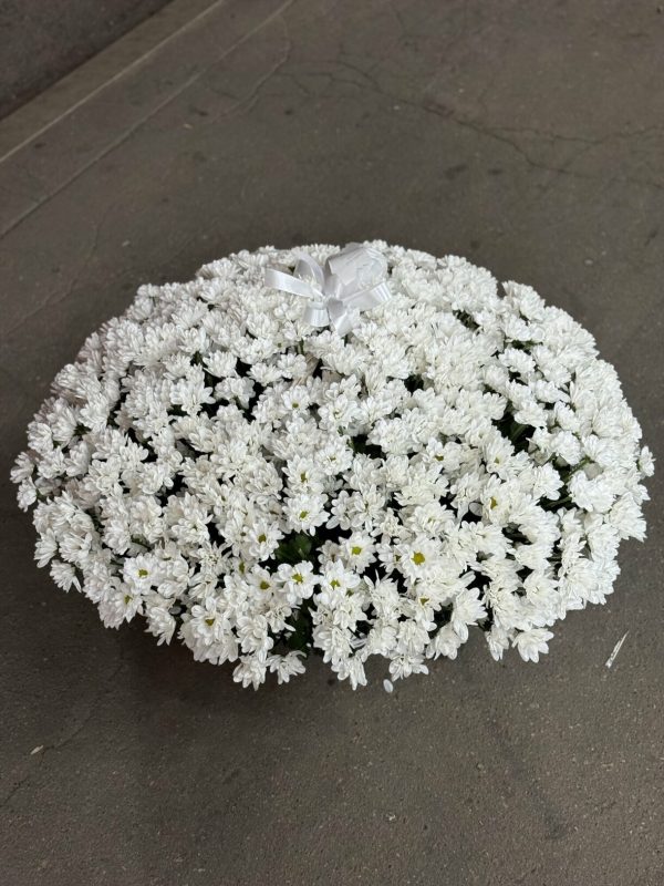 Композиція із 75 хризантем в кошику