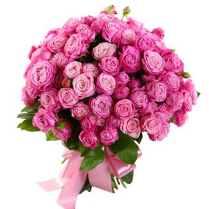 Букет із 25 рожевих півонієподібних троянд