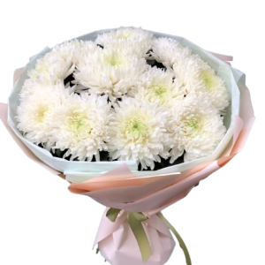 Букет із 11 білих великих хризантем