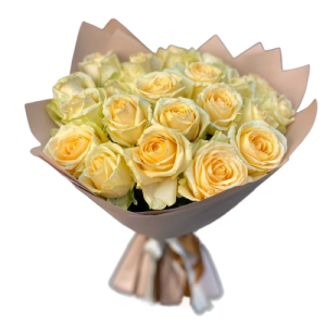 Букет із 21 кремових троянд